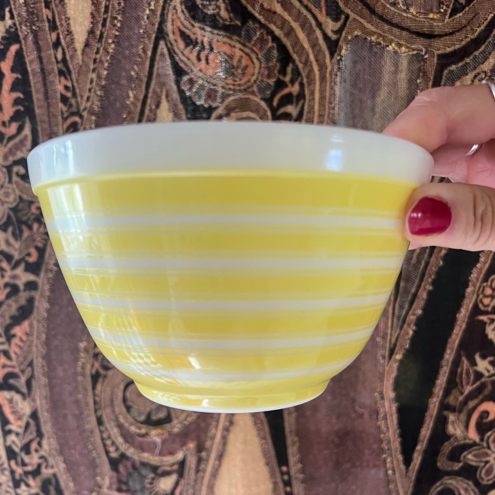 🍋 Vtg Yellow Stripe Pyrex 🍋